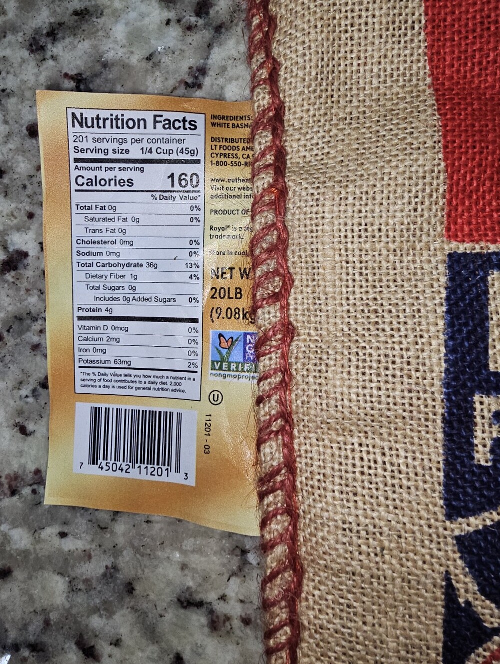Royal Basmati Burlap Rice Tote Bag Reusable Eco Friendly - Picture 8 of 12
